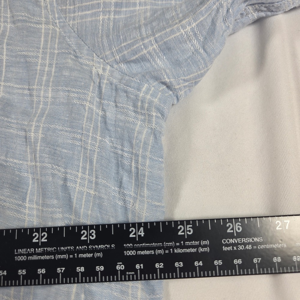 Tommy Bahama Mens XXL Blue White Grid 100% Linen Long Sleeve Button Down Shirt - Picture 10 of 11